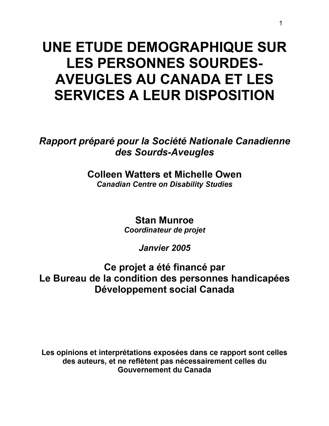Une Etude Demographique Sur Les Personnes Sourdes Aveugles Au Canada Et Les Services A Leur Disposition Une Etude Demographique Sur Les Personnes Sourdes Aveugles Au Canada Et Les Services A Leur Disposition